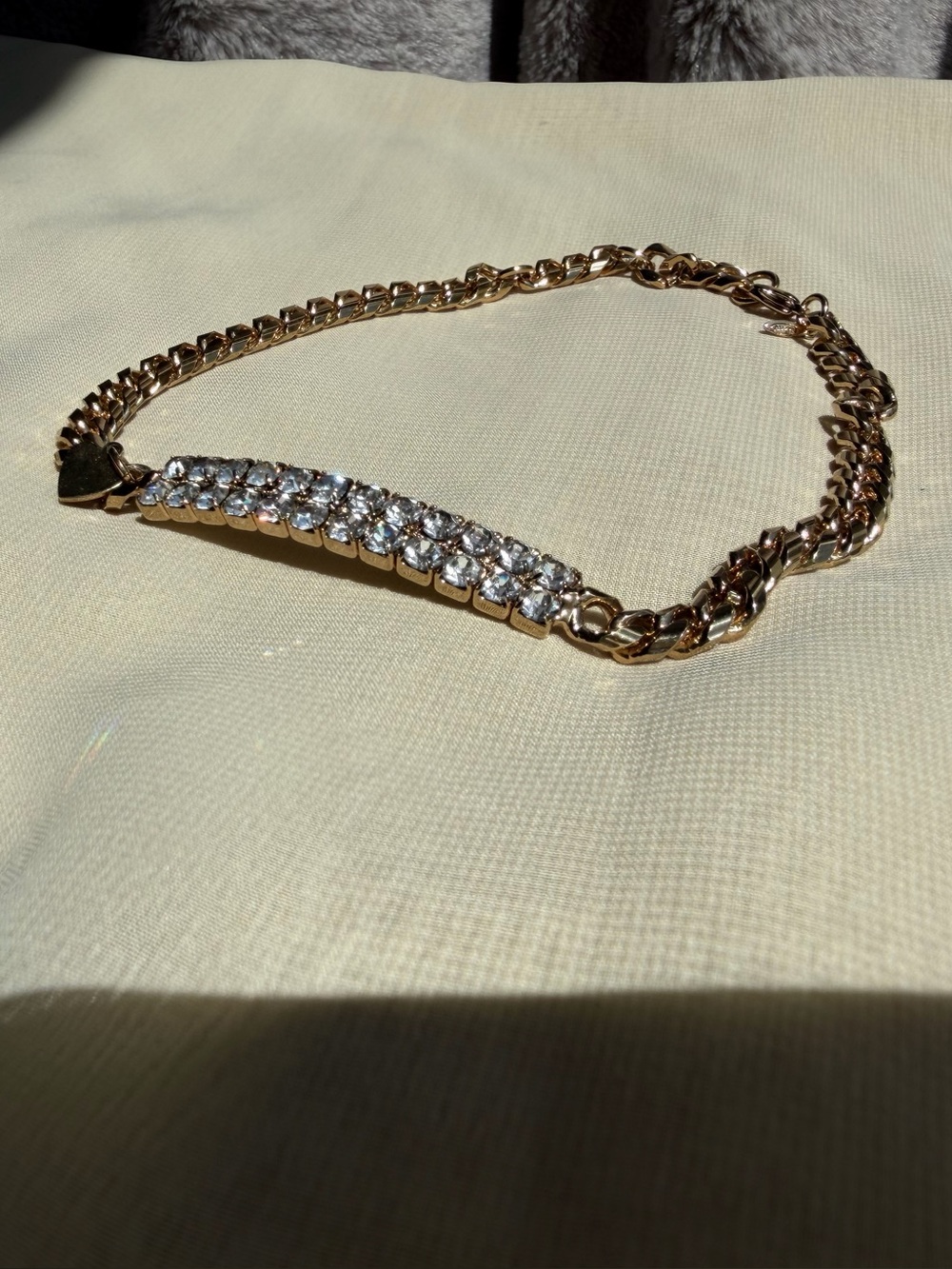 Vintage Avon Gold Tone Rhinestone Bar Boot Charm Anklet Bracelet Multi-Use